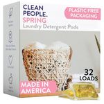 Clean People Laundry Washing Capsules - Recyclable Packaging, Hypoallergenic, Stain Fighting - Ultra Concentrated, Laundry Soap - Spring Scent, 32 Pack