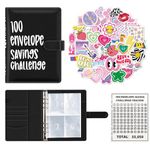 100 Envelope Challenge Binder, Easy and Fun Way to Save $5,050, Budget Binder Planner Book for Budgeting Planner & Saving Money (Black)