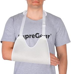 supregear Écharpe de Bras en Maille avec Coussins Souples, Réglable Respirante avec Immobilisateur D'épaule Élingue de Bras de Douche Léger Support de Coude, S'adapte au Bras Gauche/Droit