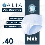 40 x ALIA Super Medium Adult Incontinence Pull Up Pants | Men & Women Disposable Adults Pants | High Absorbency Unisex Adult Diapers | Breathable & Fast Absorption Odour Control | 4 Packs of 10