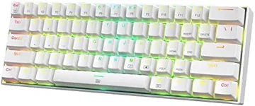 Redragon K630 Dragonborn 60% Wired RGB Gaming Keyboard, 61 Keys Compact Mechanical Keyboard with Linear Red Switch, Pro Driver Support, White