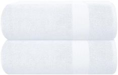 GLAMBURG Premium Cotton Oversized 2 Pack Bath Sheet 35x70-100% Pure Cotton - Ideal for Everyday use - Ultra Soft & Highly Absorbent - Machine Washable - White