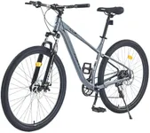 BALINGE Front Suspension Hardtail Mountain Trail Bike 27.5 Inch Steel Frame，for Adult Mens Womens Bicycles, 8-Speeds Front and Rear Dual Disc Brakes Beach School Bicycles，Grey