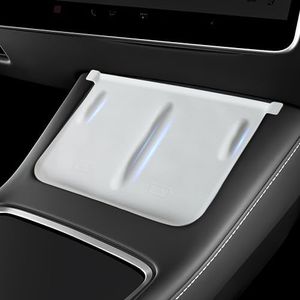 frani Center Console Silicone Mat(White Carbon Fiber Texture) Designed for Tesla Model 3/Y 2021-2025,Tesla Center Console Cover Accessories for Model 3/Y(Not for Model 3 Highland 2024-2025)