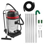 Gutter Cleaning System 80L Industrial Wet & Dry Vacuum Cleaner 24ft Gutter Pole Kit 1.2m - 7.2m Drain Pipe Sucker Long Reach 5m Hose Attachments Bagged Bagless Cloth Filter 3000W Triple Motor 9m Cable