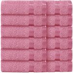 Casabella Face Towels-100% Cotton 12 Pack Set of Flannel Face Cloths Soft & Absorbent Fingertip Towels Perfect for Cleansing & Makeup Removal, Premium Quality Washcloths 30x30cm-Pink Face Flannel