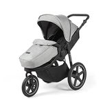 Ickle Bubba Venus Max Jogger Stroller (Grey) – from Birth to 22kg (Approx. 4 Years), All-Terrain Three-Wheel Pushchair, Air-Filled Tyres, UPF 50+ Hood, Footwarmer, Raincover