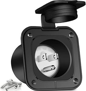 RVXHUA 15 Amp Flanged Inlet | Waterproof RV Shore Power Flanged Receptacle | NEMA 5-15 2 Pole 3-Wire AC Port Plug | 125V Recessed Male Outlet Generator Receptacle for RV Shed Marine Boat