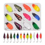 Trout Fishing Spoon Lures Kit, 12pcs Single Hook Fishing Lure Spinnerbait Hard Metal Spinner Baits for Bass Trout Walleye Salmon