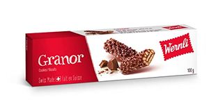 Wernli Granor Cookies, Swiss Chocolate Biscuits, Premium Swiss Made Snack, Light Wafer & Cocoa Cream & Puffed Rice, 100g