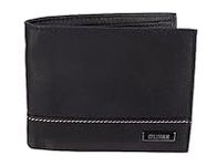 GUESS Men's Leather Slim Bifold Wallet, Black/White, One Size