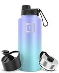 IRON °FLASK Sports Water Bottle - 32 Oz 3 Lids (Wide Spout Lid), Leak Proof - Stainless Steel Gym & Sport Bottles for Men, Women & Kids - Double Walled, Insulated Thermos, Metal Canteen