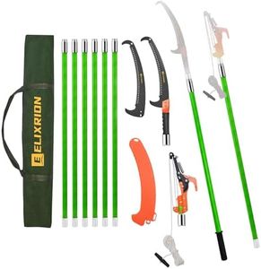 ELIXRION 7-27 Feet Pole Saws for Tree Trimming, tree trimming manual branch trimmer set, extendable hand saw, long-handled trimmer with storage bag attachment.