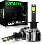 FateEye H1 LED Headlight Bulb,13000LM Super Bright LED Car Headlight Conversion Kit, 60W Top-Level Chip, Turbo Fan Desigh Halogen Headlight Replacement Temperature Control, 6500K, Plug and Play (H1)