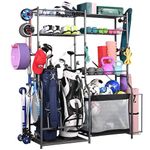 PLKOW Golf Storage Ball Rack Garage Organizer, 2 Golf Bag Organizer and Other Sports Equipment Organizer for Garage, Extra Large Size Sports Storage Rack for Garage