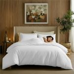 Epinch Duvet Cover Set 1000 TC 100% Egyptian Cotton Luxurious Soft as Feather Home & Hotel 3-Pieces 1-Duvet Cover 2-Pillow Sham Cover Zipper & Tie Closure (White, King_92 X 106 Inch)