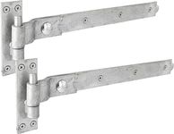 IRONTITE® Cranked Galvanised Gate Hinges Heavy Duty 400mm (16”), Hook and Band Gate Hinges for Wooden Gates. Galvanised Cranked Hinges with Fixings Included. (Galvanised)