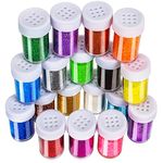 LEOBRO 18 Pack Glitter, Resin Glitter Shake Jar, Multi Assorted Set Extra Fine Glitter for Resin Nail Art Crafts Tumbler Scrapbook Jewelry Making, 15g/ Bottle, Total 270g