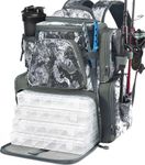 Piscifun Fishing Tackle Backpack with Rod Holder & 4 Tackle Boxes, Outdoor Gear Storage Tackle Bag with Protective Rain Cover, VEIL Camouflage