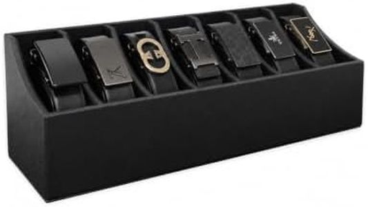 7 Compartments Black Belt Organizer with Soft Lining