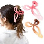 Yanibest Elegant Bow Hair Claw Clips Stylish Large Hair Clips for Thin andThick Hair | Holiday Gift for Teen Girls | Chic Hair Styling Accessories for Women (Beige/Pink)