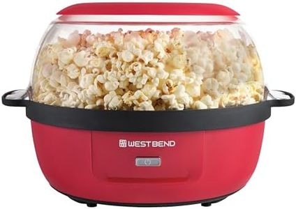 West Bend Stir Crazy Hot Oil Popper, Popcorn Maker with Large Serving Lid and Stirring Rod, 6 Quart, Red