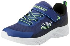 Skechers Unisex Kids Boys Trainers, Navy Textile Synthetic Black Lime Trim, 10 UK