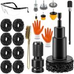 Rsebly Wheel Hub Cleaning Tool Kit, 21 PCS Wheel Stud Rust Remover Tool with Goggles & Gloves, Surface Cleaning Pad Fits 1/2" Impact Wrench & Drill, for Vehicle Rotors, Hubs and Brake Service