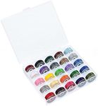 25 Pack - CleverDelights Colored Prewound Bobbins Set with Case - 60wt - Size L Bobbins - 3/8” x 13/16”