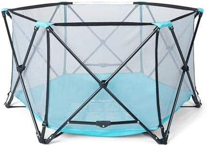 Regalo Safety My Play Portable Baby Playpen & Play Yard, Foldable 6-Panel Indoor Outdoor Playpen for Babies & Toddlers, Mesh Sides, Washable Fabric, 48”, Aqua/Black