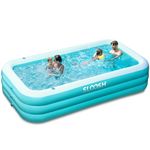 Sloosh Inflatable Pool with Seats, 125" x 68" x 22" Full-Sized Inflatable Swimming Pool, Durable Thickened Above Ground Swimming Pool, Blow Up Family Pool Summer Water Party Backyard Garden Lawn