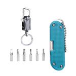 Multipurpose Pocket Tool with Keychain, 6-Bit Screwdriver and Folding Knife, Black Pack of 2