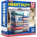 6 GALLON Jumbo Storage Bag with Handle, 12 MIL Extra Heavy-duty Clear Big Plastic 20x26''- Double Reclosable Zip Poly Bags with Resealable Lock Seal Zipper, 10 Bags