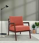 Furnicoz Aston Arm Chair Sheesham Wood Walnut Finish. (Desert Flower Pink)