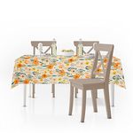 Amazon Brand - Umi Super Soft Brushed Microfiber Cotton Dining Table Cloth, Printed Rectangular 6 Seater Table Cover 60X90(Inches), (6 to 8 Seater, Peach)