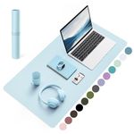 Non-Slip Desk Pad, Waterproof PVC Leather Desk Table Protector, Ultra Thin Large Mouse Pad, Easy Clean Laptop Desk Writing Mat for Office Work/Decor/Home (Light Blue, 80 x 40 cm)