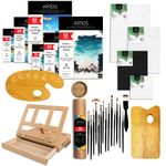 ARTIOS Painting Kit for Artists - 142pcs Painting Set for Adults and Kids with Premium Desk Easel, Paintbrush Set, Mixed Media Cartridge Papers, Watercolor Papers, Canvas Boards, and Wooden Palettes