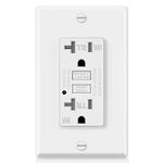 ELECTECK GFCI Outlets 20 Amp, Outdoor Weather Resistant (WR), Decor GFI Receptacles with LED Indicator, Ground Fault Circuit Interrupter, Wallplate Included, ETL Certified, White