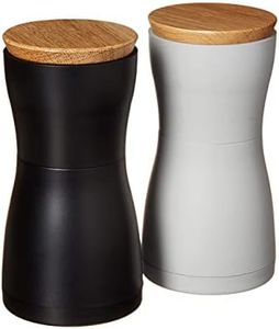 AdHoc Twin Salt and Pepper Mill Gift Set - Adjustable Salt & Peppercorn Grinder - Screw-On Lid in Upside-Down Design - White/Black, 5.5"