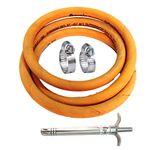 Star R System Rubber Bharat Gas, LPG Hose Pipe-Orange and Epex Lighter with 2 China Clamp (1.5 m)