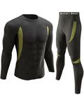 UNIQUEBELLA Mens Thermal Underwear Set Long Sleeve Tops Long Johns Thermal Base Layer Bottom Fleece Lined Quick Drying Black