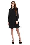 My Swag Women's Viscose Knee-Length Shirt Dress (DRS-00204-BK-XL_Black