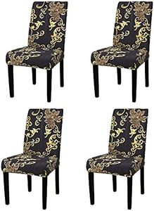 YEESSION Stretch Dining Chair Covers Removable Washable Seat Parson Chair Protector Slipcover for Dining Room,Party,Banquet,Hotel,Ceremony Set of 4 (Style 19)