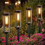 BITPOTT Bright Solar Pathway Lights Outdoor, 8 Pack Solar Powered Garden Lights Waterproof, Auto On/Off Solar Yard Lights for Lawn Patio Walkway Driveway Decor Landscape Lighting