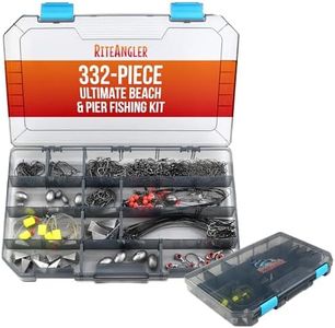 Charlie's Worms Ultimate Beach & Pier Fishing Kit - 332-Piece Tackle Box with Fishing Lures, Circle Hooks, Bait Accessories, Starter Gear for Freshwater & Saltwater, for Teens & Adults
