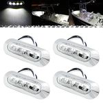 PSEQT 3.8'' Waterproof Boat Marine LED Lights Courtesy Interior Deck Light Navigation Transom Stern Cabin Lighting for Pontoon Fishing Boat Kayak Sailboat Bass Boat Vessel 12V 24V (White 4Pcs)