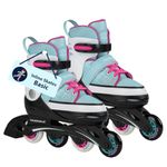 HUDORA Inline Skates Basic in blue/mint - Inliner for children & teenagers in various sizes - Roller skates adjustable up to 4 sizes - Ideal as entry model