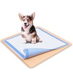 Skywin Dog Puppy Pad Holder Tray for 24x24 Inches Training Pads - Silicone Wee Wee Pad Holder, No Spill Pee Pad Holder for Dogs, Easy to Clean and Store (Beige)