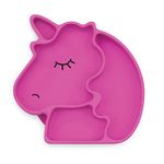 Bumkins Silicone Grip Dish, Suction Plate, Divided Plate, Baby Toddler Plate, BPA Free, Microwave Dishwasher Safe - Purple Unicorn