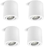 linovum Cori Surface-Mounted Lights Set in Matt White and Swivelling - Round Ceiling Light Surface-Mounted Suitable for GU10 and LED Modules - Set of 4